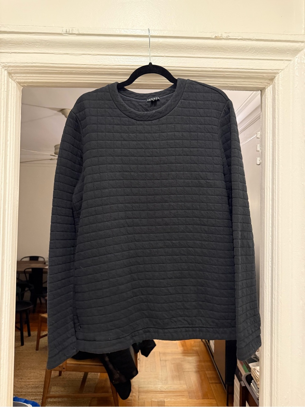 Theory Men’s Quilted Crewneck Sweatshirt - Black